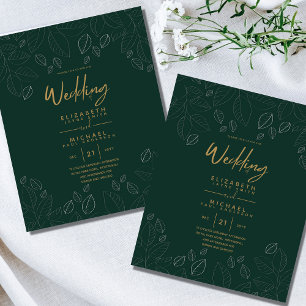 Mariage du budget moderne Peacock Green Gold