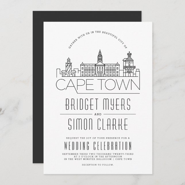 Mariage du Cap | Invitation Skyline (Devant / Derrière)