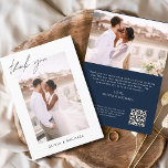 Mariage du code QR de la Marine Merci photo<br><div class="desc">Cartes de Merci mariage qui ont des photos et du texte sur l'avant et l'arrière. Les cartes de remerciement contiennent une typographie de script moderne,  lettrée à la main,  qui sont élégantes,  simples et modernes à utiliser après que vous minimaliste simple célébration de mariage.</div>