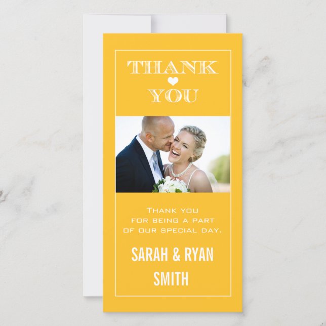 Mariage du coeur Merci jaune Carte photo (Devant)