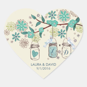 Mariage du jardin de Mason Jars   Sticker circulai