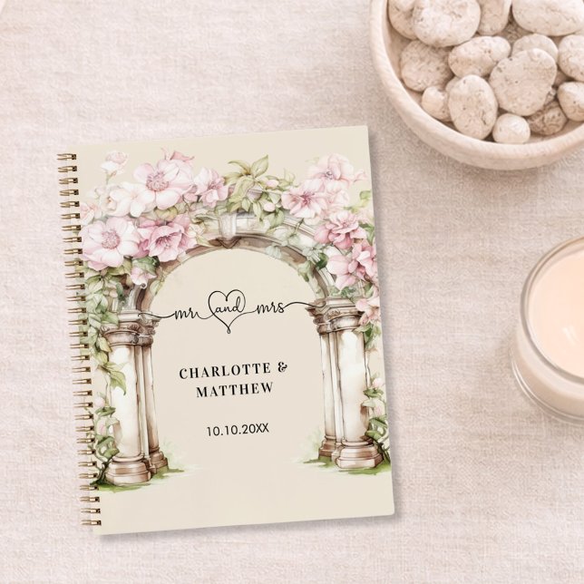 Mariage du livre d'hôtes m mrs coeur rose florales (Créateur téléchargé)