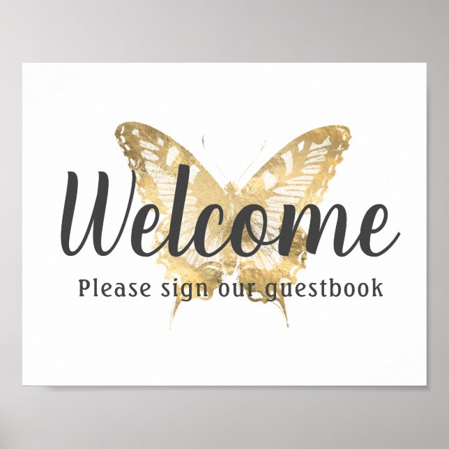Mariage du livre d'or - Papillon d'or - Imprimer (Devant)