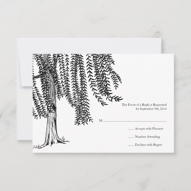 Mariage du Willow Tree blanc et noir RSVP (Devant)