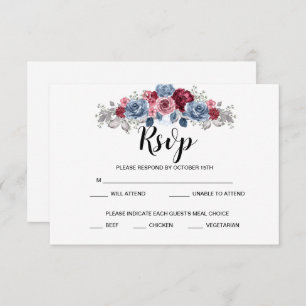 Mariage Dusty Bleu et Bourgogne RSVP