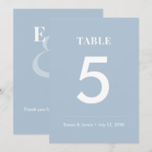 Mariage Dusty Blue Ampersand | Numéro de Table Mod