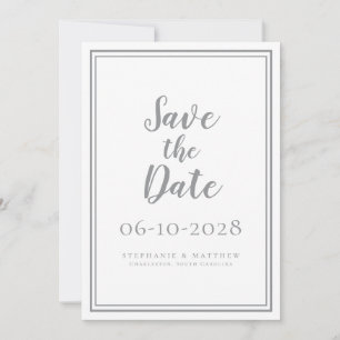 Mariage Économisez La Date Gris Moderne Simple  Sc