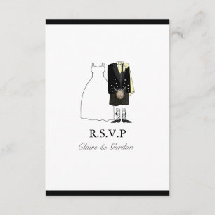 Mariage Ecosse Kilt Bride & Groom RSVP - jaune