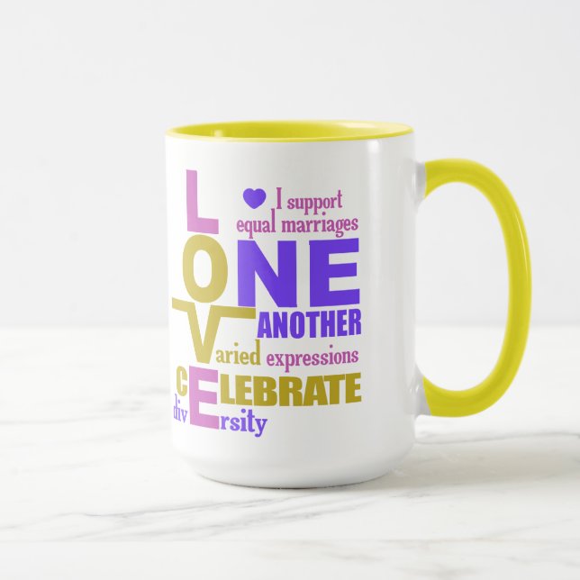 Mariage Égalité / One Love tasses - choisir le sty (Droite)