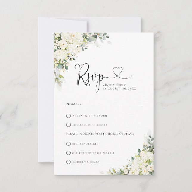 Mariage Élégant aux Fleurs Blanches avec RSVP de C (Devant)