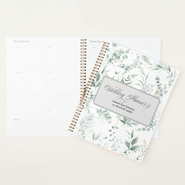 Mariage Élégant Calligraphie Verdure (Devant avec enveloppe)