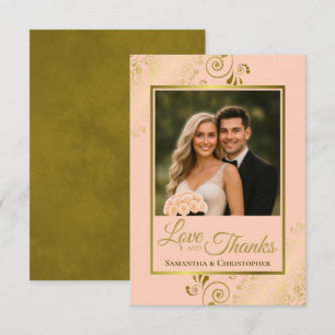 Mariage Élégant Corail pêche & Or Amour & Merci