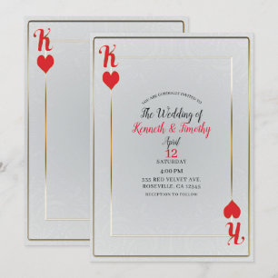 Mariage élégant de la carte Roi des Coeurs blanc e