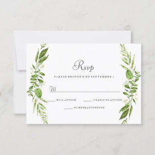 Mariage élégant de la feuille verte RSVP