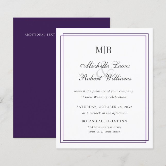MARIAGE Élégant Double Bordure Monogramme de Maria (Devant / Derrière)