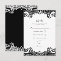 Mariage élégant en dentelle noir et blanc RSVP