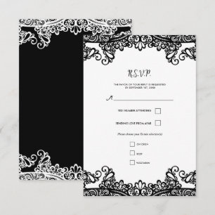 Mariage élégant en dentelle noir et blanc RSVP