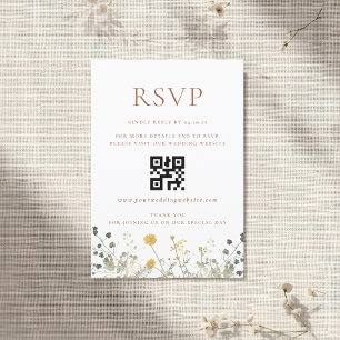 Mariage Élégant Fleur Sauvage Code QR RSVP