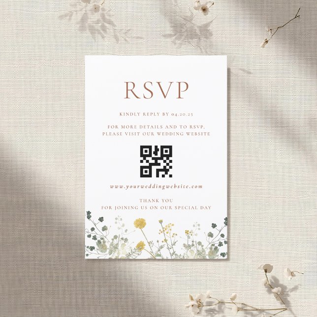 Mariage Élégant Fleur Sauvage Code QR RSVP (Créateur téléchargé)