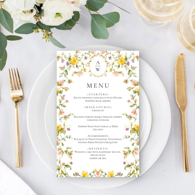Mariage Élégant Fleurs Sauvages Aquarelle Dîner de (Créateur téléchargé)