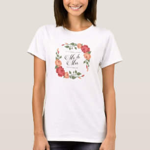 Mariage Élégant Floral Mr & Mrs   T-Shirt