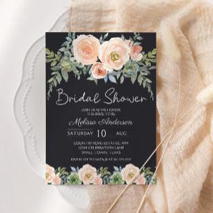 Mariage élégant floral pastel vert et pêche sur fo