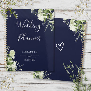 Mariage élégant floral verdure bleu marine