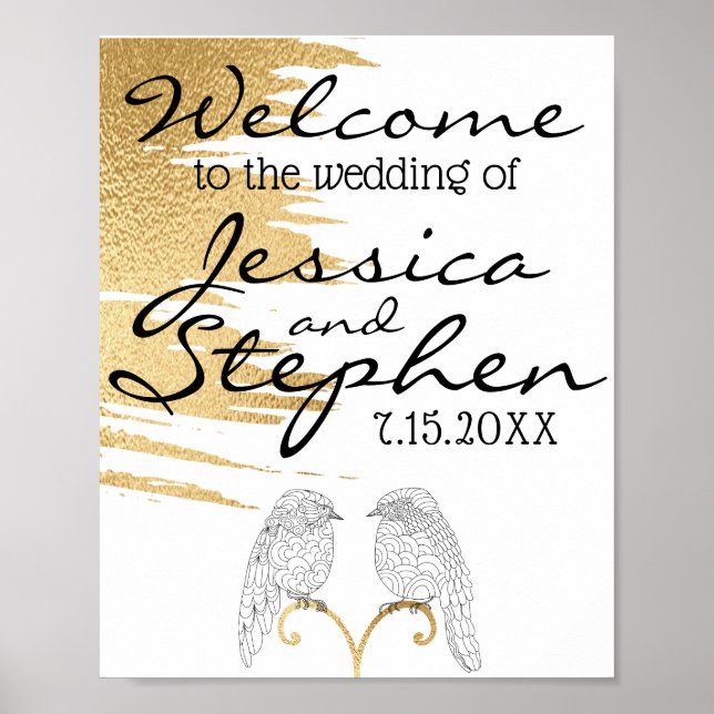 Mariage Elegant Gold et Black Poster (Devant)