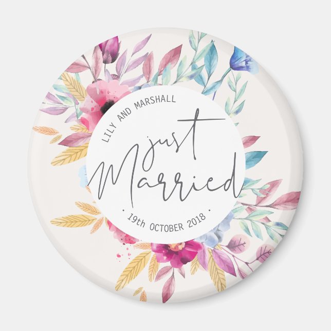 Mariage Élégant Juste Marié | Magnet Frigo (Devant)
