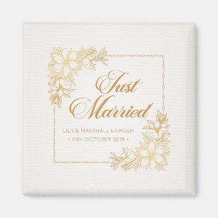 Mariage élégant juste marié   Magnet pour réfrigér