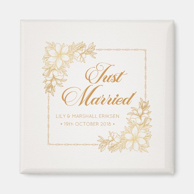 Mariage élégant juste marié | Magnet pour réfrigér (Devant)