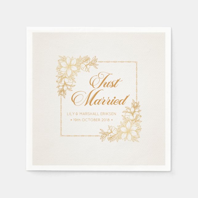 Mariage Elégant Juste Marié | Serviette en papier (Devant)