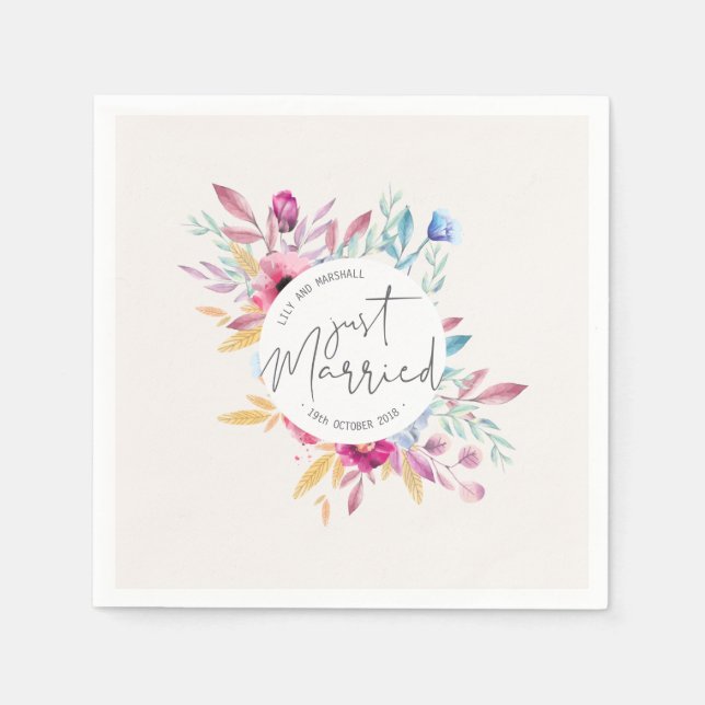 Mariage Elégant Juste Mariés | Serviette en papier (Devant)