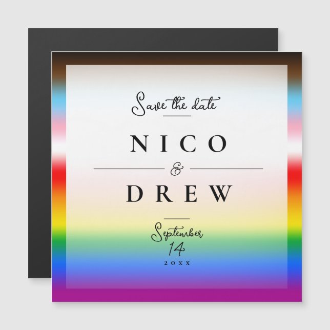 Mariage élégant LGBTQ+ Progress Pride  (Devant / Derrière)