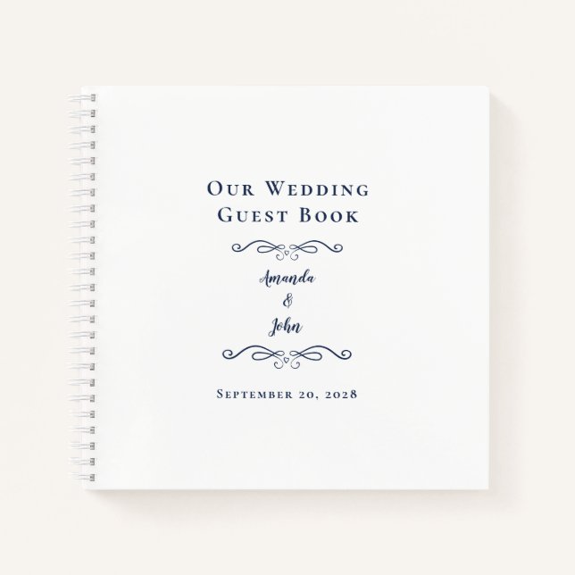 Mariage élégant Marine Blue Chic Budget Livre d'hô (Devant)