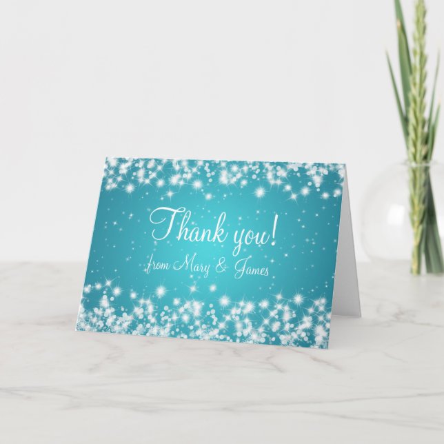 Mariage Élégant Merci Winter Sparkle Bleu (Devant)