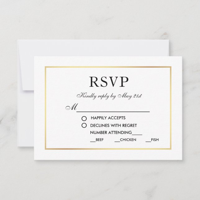 Mariage élégant moderne RSVP noir & blanc MB (Devant)