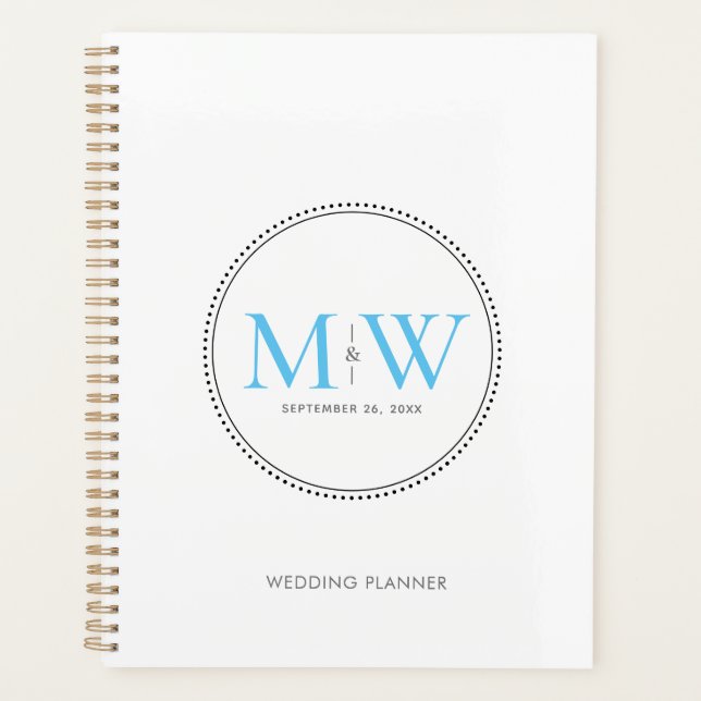 Mariage élégant monogramme bleu ciel (Devant)