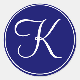 Mariage élégant Monogramme Marine Étiquettes blanc