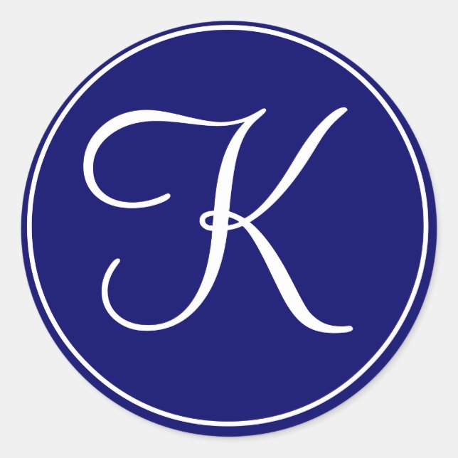 Mariage élégant Monogramme Marine Étiquettes blanc (Devant)