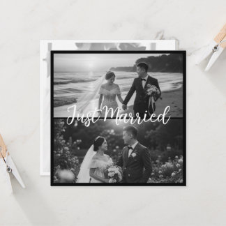 Mariage Élégant Noir & Blanc Just Married