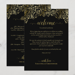 Mariage Élégant Noir & Or : Accueil & Programme