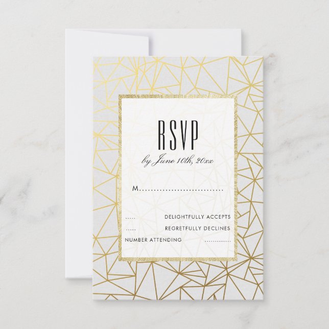 Mariage élégant or et blanc RSVP (Devant)