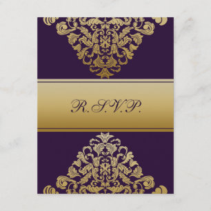 mariage élégant or violet RSVP