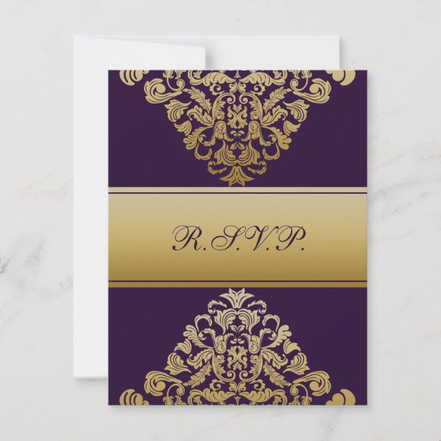 mariage élégant or violet RSVP (Devant)