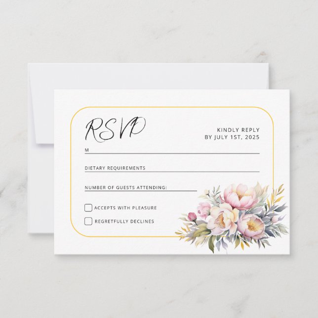 Mariage élégant pivoines roses RSVP (Devant)