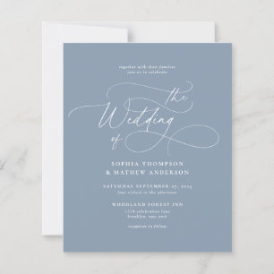 MARIAGE Élégant Poussiéreux Bleu Floraison Script