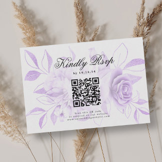 Mariage élégant QR Code RSVP Floral violet