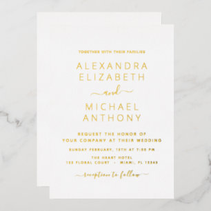 Mariage Élégant Romantique Gold Foil Invitation