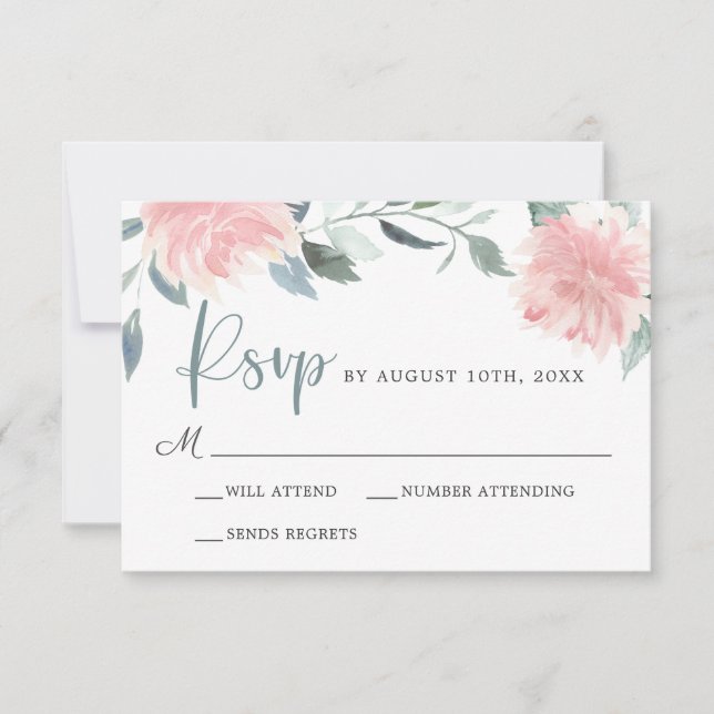 Mariage élégant rose rond floral RSVP (Devant)